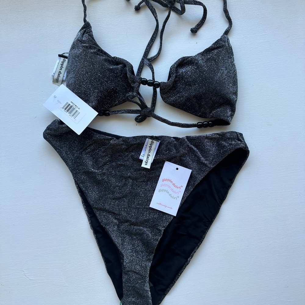 Dippin' Daisy's Black Shimmery Bikini Set